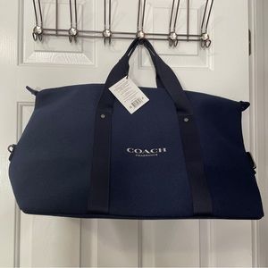 Coach Unisex Weekender Overnighter Duffle Bag Travel CarryOn Large Navy Blue